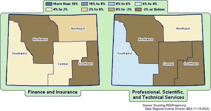 Real* Earnings Growth by
Wyoming Labor Market Information (LMI) Regions